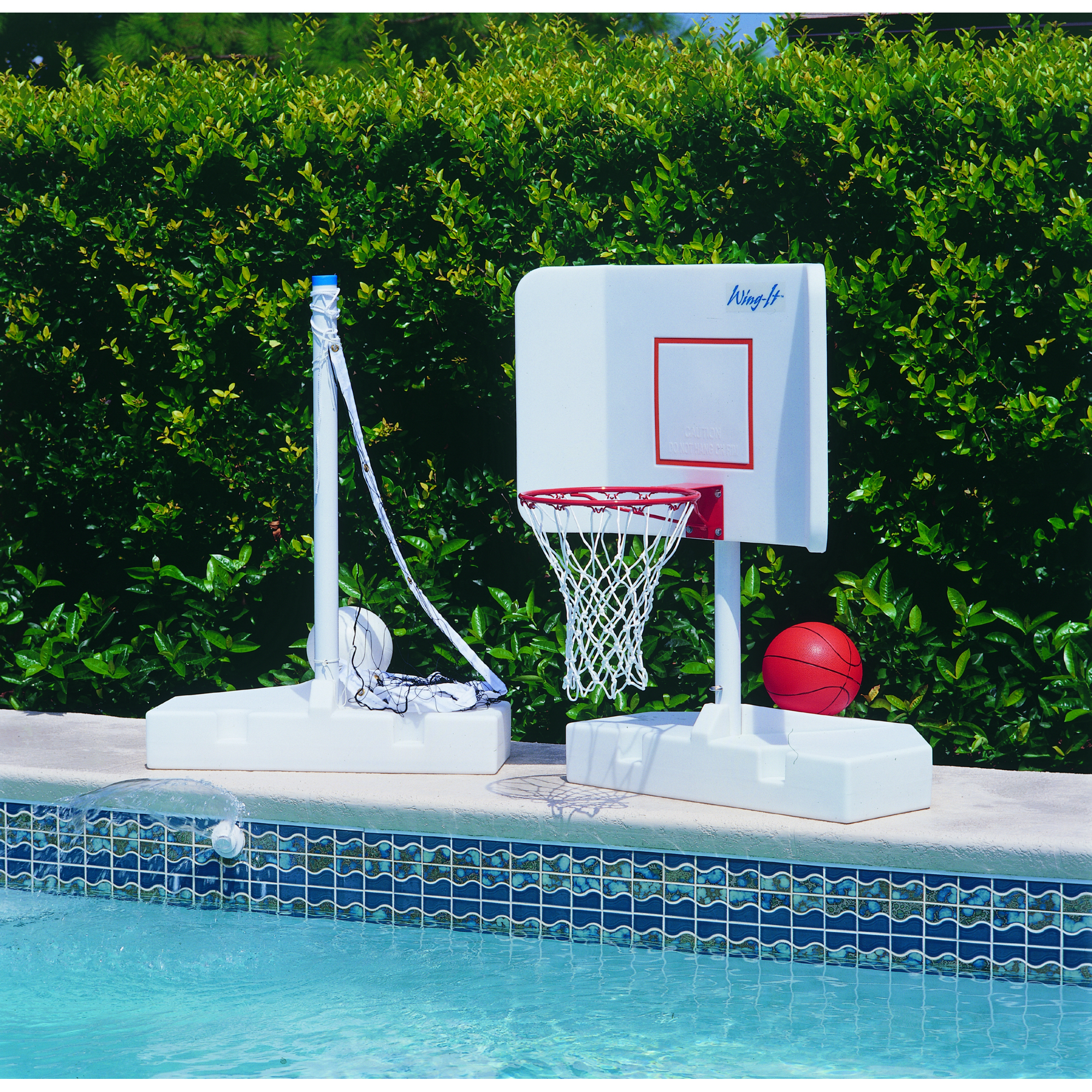 Good Ideas Wing-It Spike-N-Splash Pool Volleyball/Basketball Combo — UV-Resistant, Adjustable Height, Model# 46750